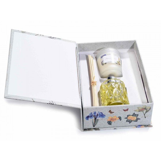 Confezione candela profumata e profumatore 50ml con stick 14.12.33